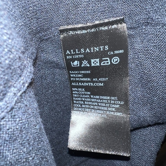 All Saints Sago Cold Shoulder Sweater Dress Silk Cotton Washed Black Size 4 - Picture 9 of 9